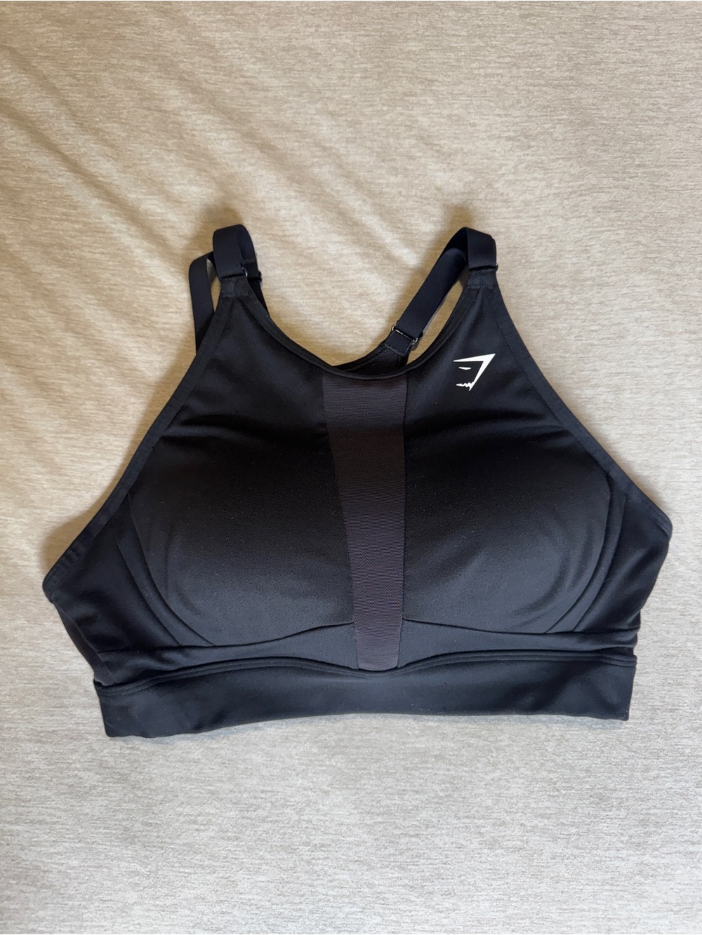 Gymshark Mesh Neckline High Support Sports Bra Black Size S Cutout Back